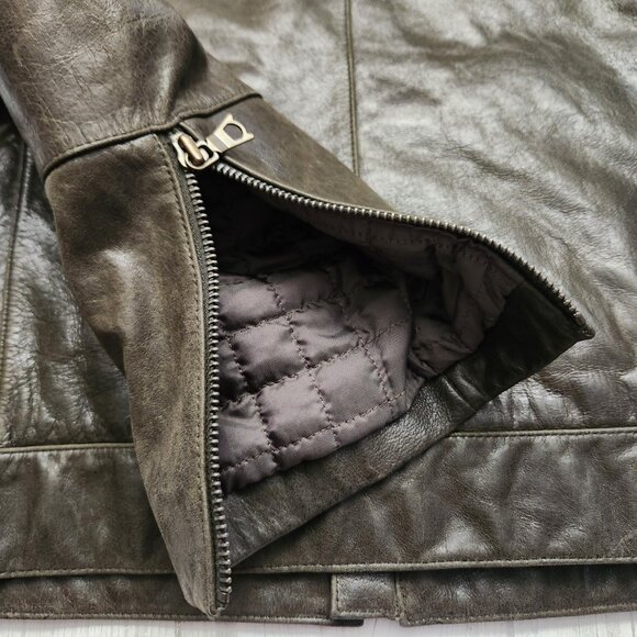 Vintage U.S.A Free Country Brown Leather Street Mens Moto Jacket Size Large - Picture 8 of 9